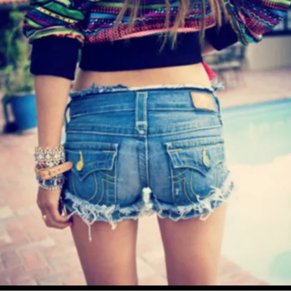 True Religion Love & Haight Joey Denim Cutoff Shorts 30 RARE! - Picture 2 of 16
